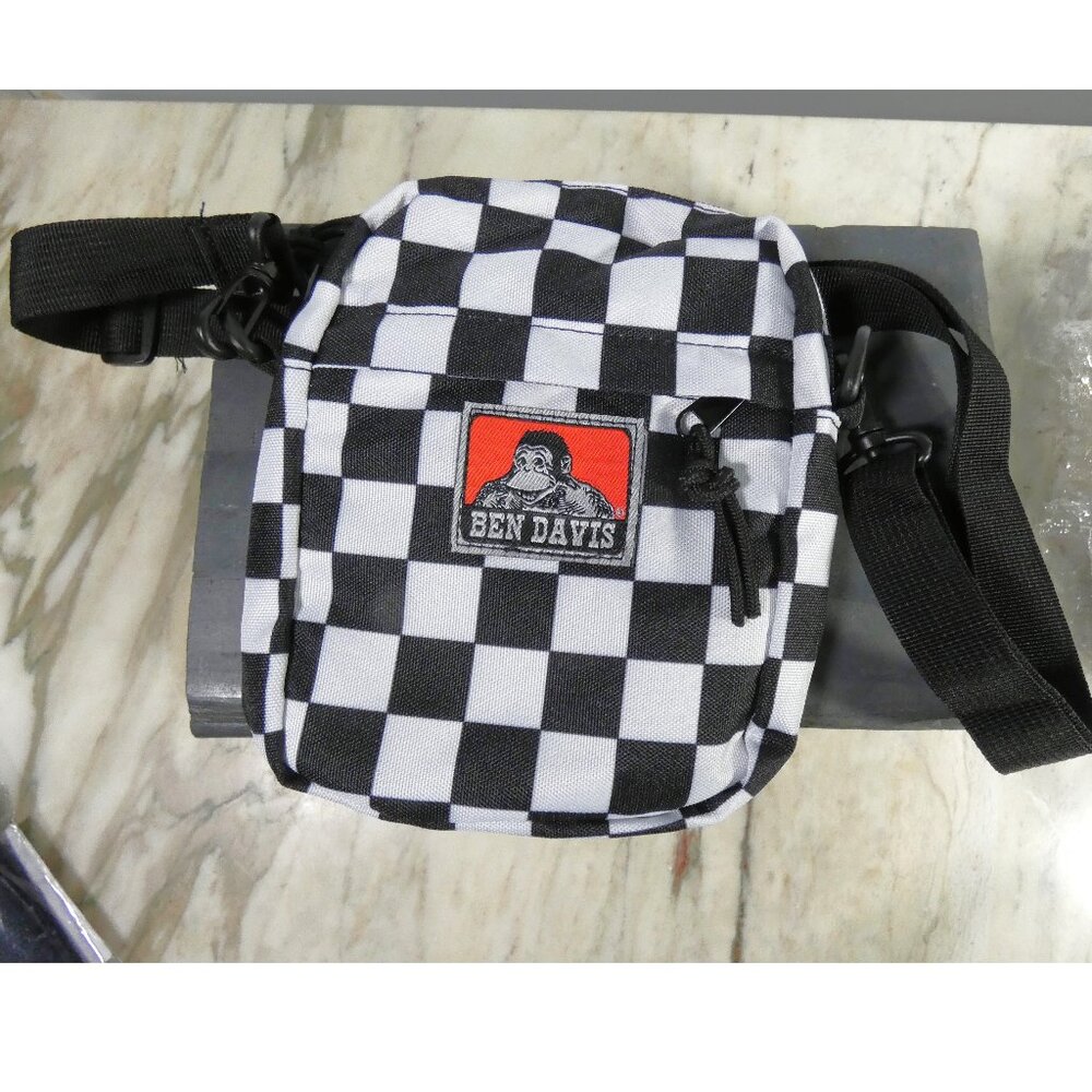 Ben Davis Waist, Cross body Shoulder Bag Black and White Checkered